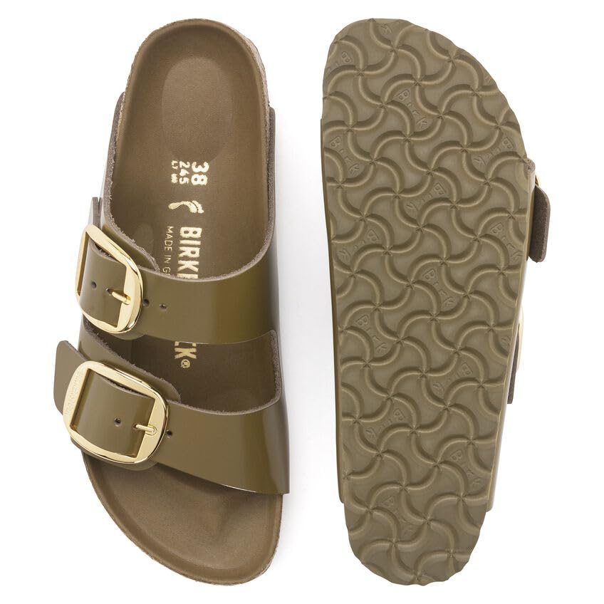 Birkenstock Women's Arizona Big Buckle Sandals, High Shine Mud Green, 11 Medium US