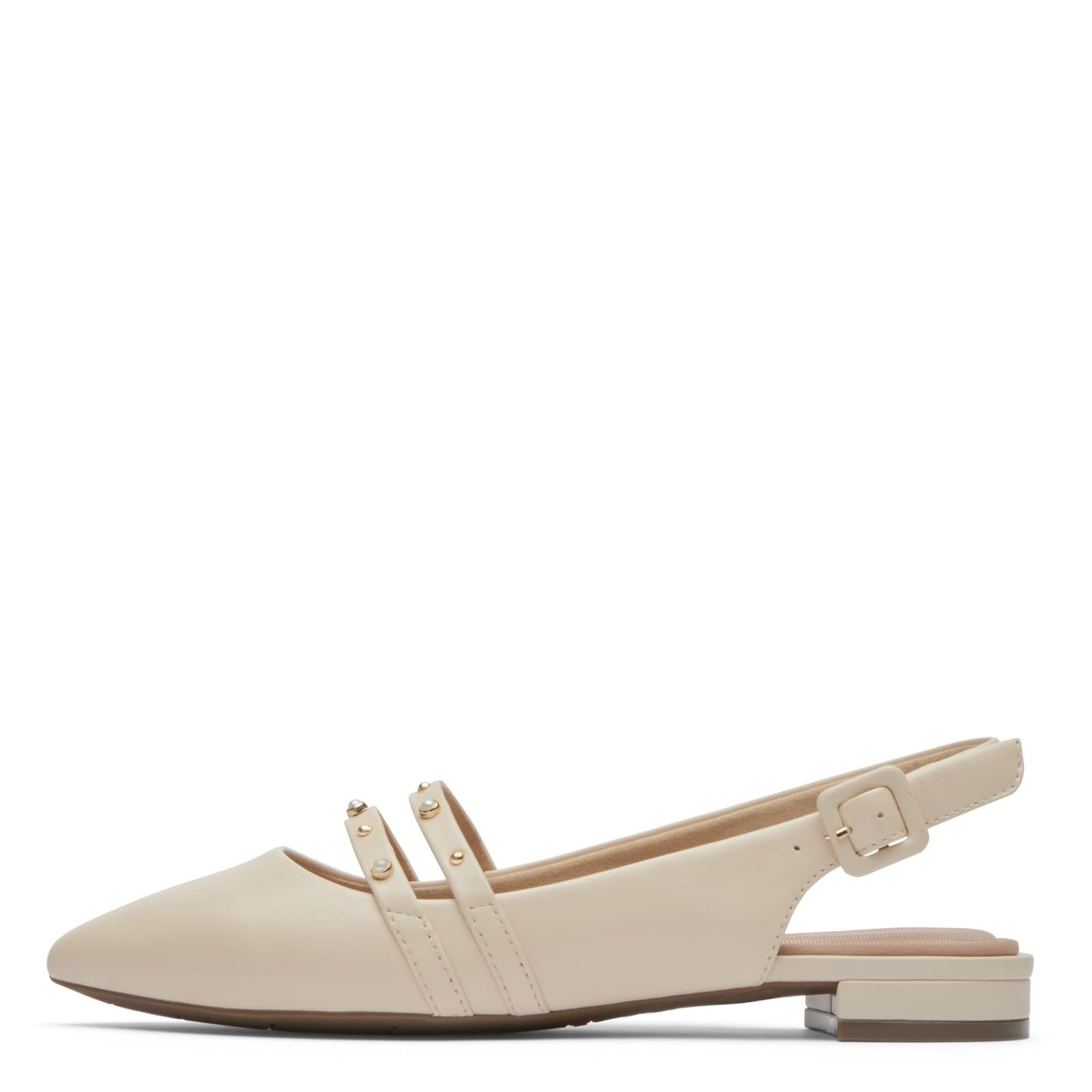 Rockport Women's Total Motion Adelyn Sling Ballet Flat, Vanilla Leather Pearl, 7 Wide