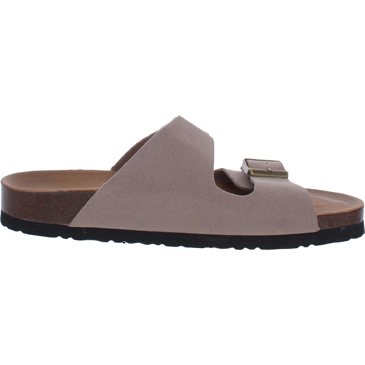 Skechers Womens Faux Suede Slip-On Footbed Sandals Taupe 9 Medium (B,M)