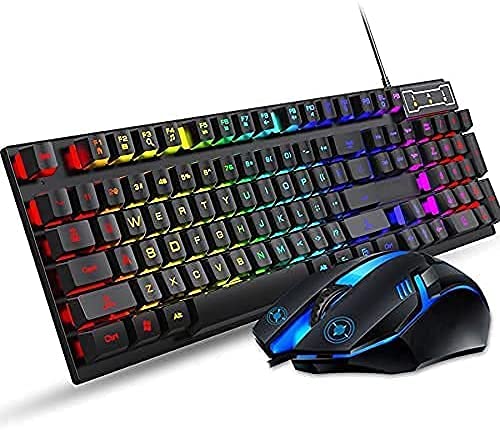 Gaming Keyboard and Mouse USB Wired for Desktop Computer PC Gamer Laptop