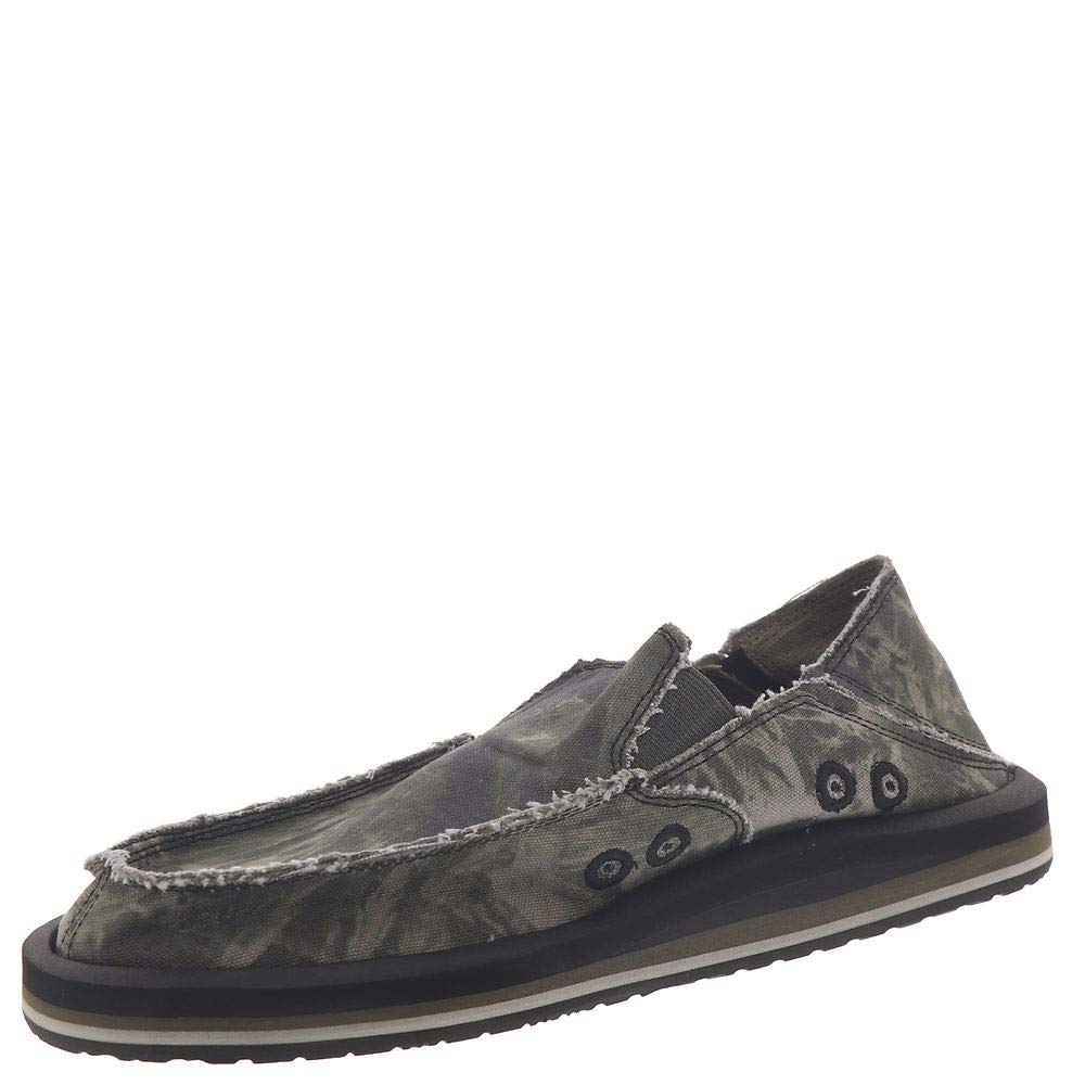 Sanuk Men's Vagabond Soft Top Loafer, Black/Grey Tie Dye, 10