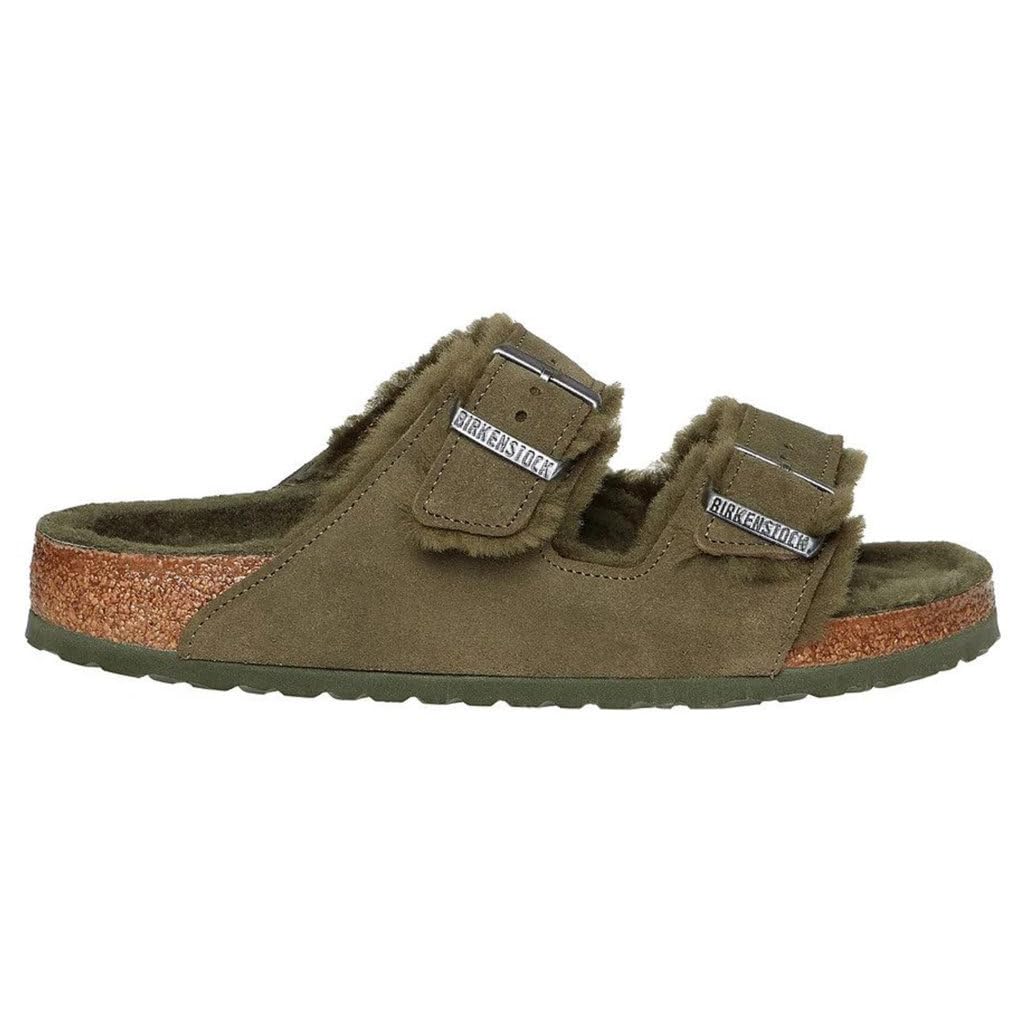 Birkenstock Unisex Arizona Shearling Suede Leather Thyme Sandals 4.5 UK, Thyme, 7.5 us