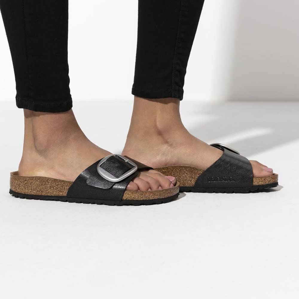Birkenstock Madrid Big Buckle Mules/Clogs Women Black/Matt Mules Shoes, Licorice, 10/10.5