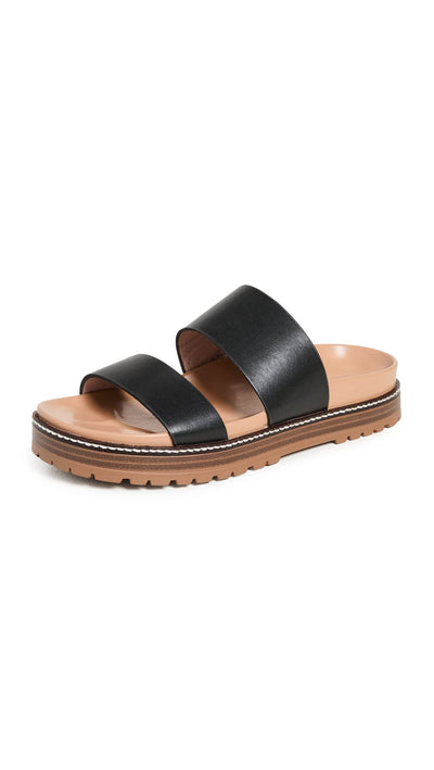 Madewell The Charley Double-Strap Slide Sandal True Black 8 M
