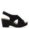 Clarks Women's Giselle CoveWedge Sandal, Black Suede, 6 UK