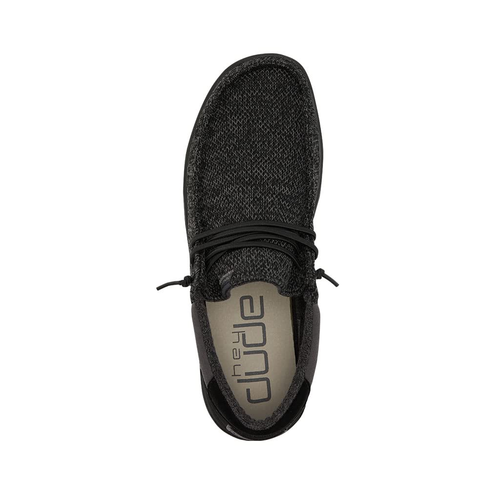 Hey Dude Men's Paul Sox Total Black Size 12 | Men’s Shoes | Men's Lace Up Loafers | Comfortable & Light-Weight