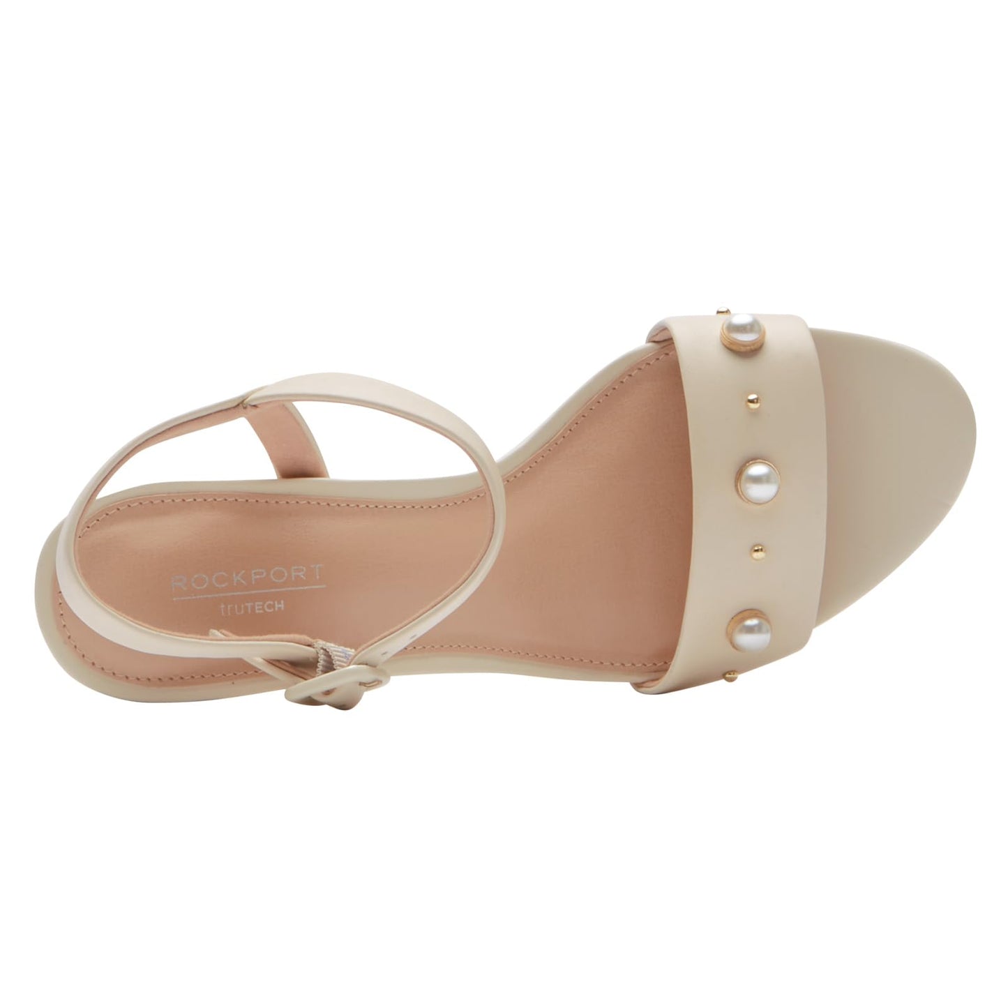 Rockport Women's Tabitha Two-Strap, Vanilla Leather Pearl, 6