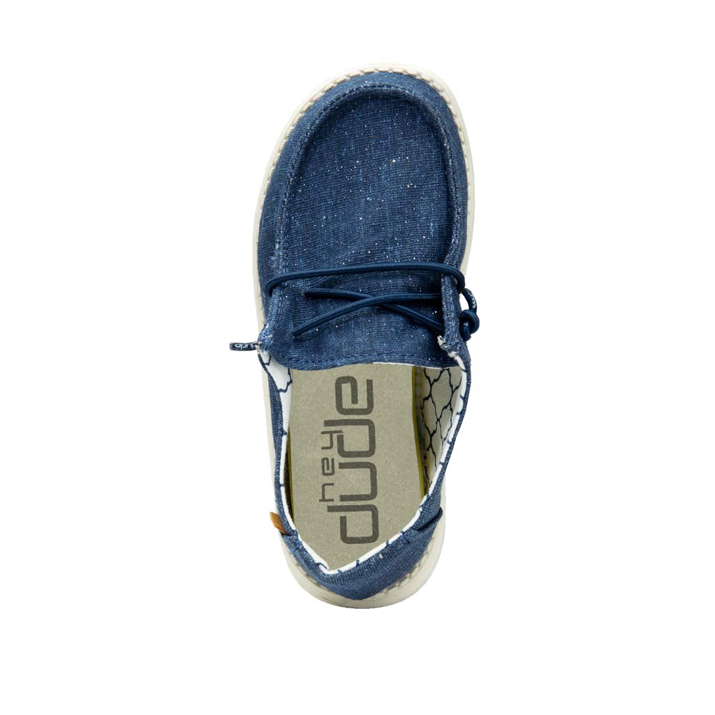 HEYDUDE Girl's Wendy Youth Sparkling Denim Size 13 | Girl’s Shoes | Girl’s Lace Up Loafers | Comfortable & Light-Weight