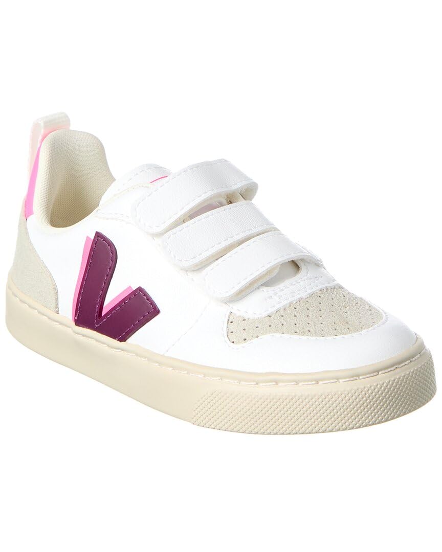 VEJA Small V-10 W (Toddler/Little Big Kid) Sneaker, White_Magenta_Sari, 12.5 Wide US Unisex