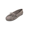 Minnetonka Women's Kilty Suede Hardsole Moccasin, Grey, 9.5 W US