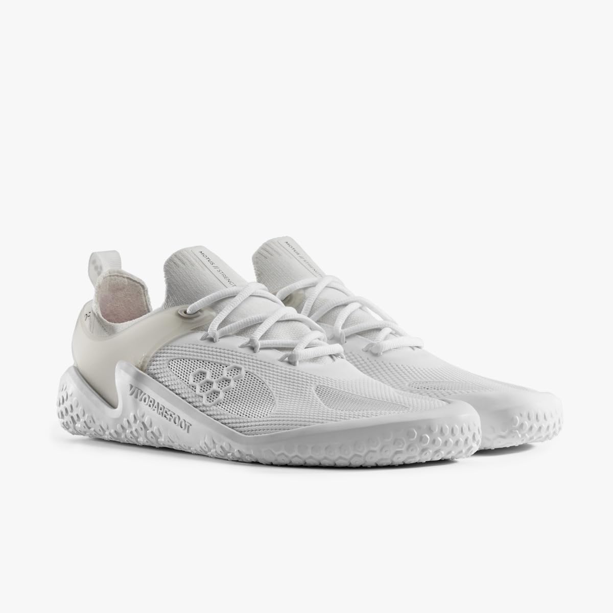 Vivobarefoot Motus Strength Mens Barefoot Zero-Drop Shoes | Improves Strength & Stability | Lightweight for Training & Running | Wide Fit Grounding Shoes Bright White