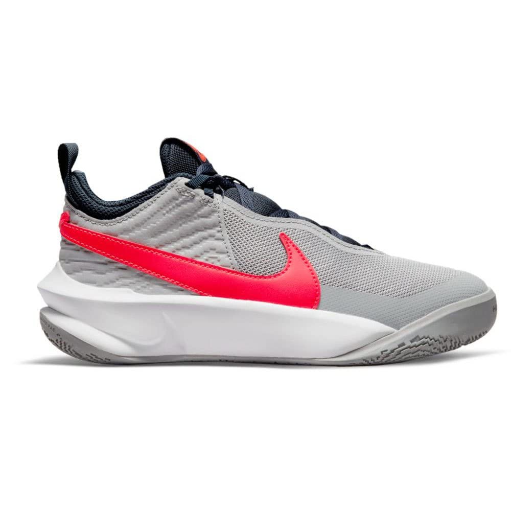 Nike Team Hustle D 10 GS Trainers Cw6735 - Light Smoke Grey Bright Crimson 006