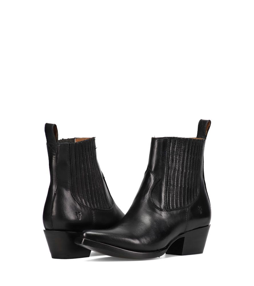 Frye Sacha Chelsea Western Boot - Women’s Stylish Ankle Bootie, Premium Leather, Comfortable, Black - 8.5 M