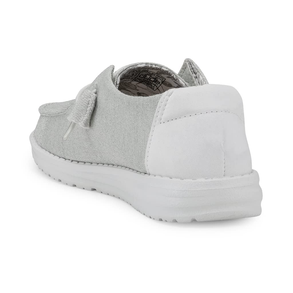 Hey Dude Women's Wendy Stretch Sparkling White Size 11 | Women’s Shoes | Women’s Lace Up Loafers | Comfortable & Light-Weight