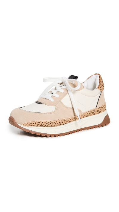 Madewell Kickoff Trainer Sneakers in Leather and Spot Dot Calf Hair Aged Stucco Multi 8 M