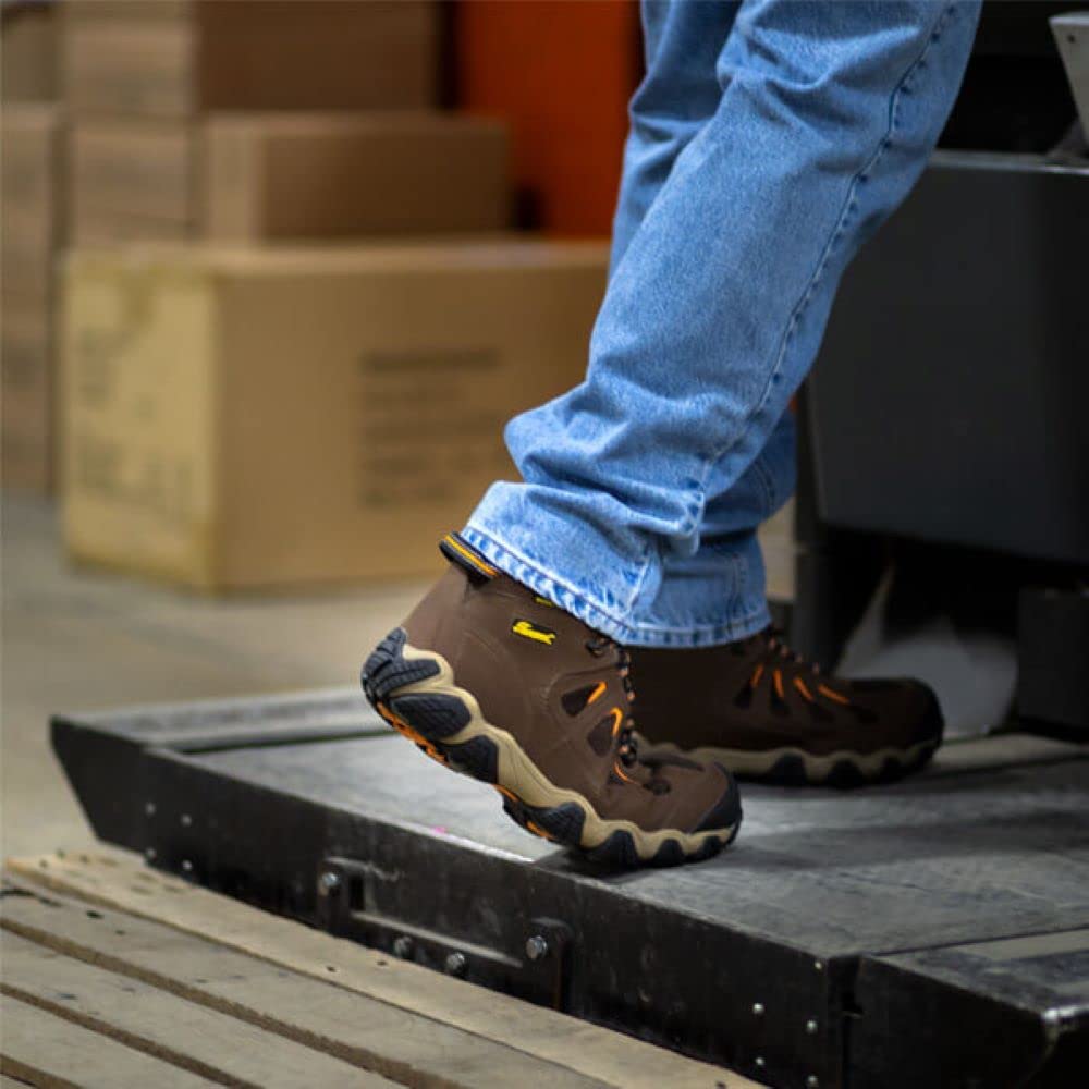 Thorogood Crosstrex 6” Waterproof Safety Toe Hiking Boots for Men - Breathable Premium Leather and Mesh with Comfort Insole and Athletic Traction Outsole; ASTM Rated, Brown/Orange - 8 W US