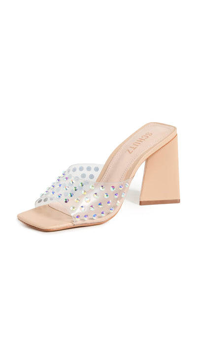 SCHUTZ Lizah Crystal Transparente/Light Nude 6 M