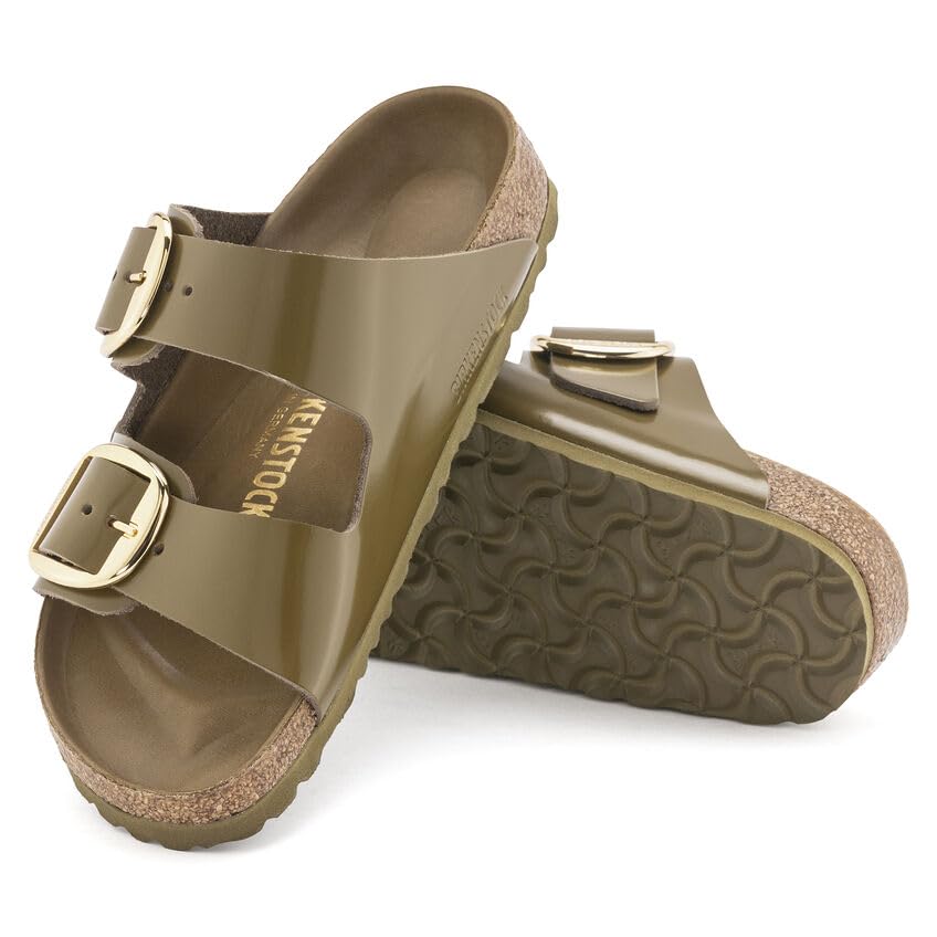 Birkenstock Women's Arizona Big Buckle Sandals, High Shine Mud Green, 11 Medium US