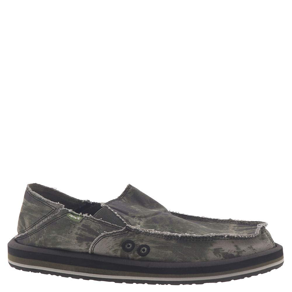 Sanuk Men's Vagabond Soft Top Loafer, Black/Grey Tie Dye, 10