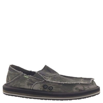 Sanuk Men's Vagabond Soft Top Loafer, Black/Grey Tie Dye, 10