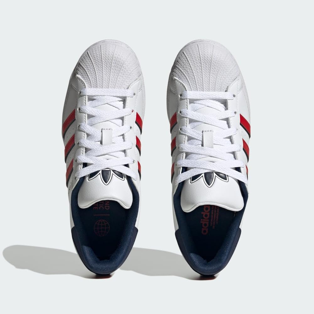 adidas Superstar (Big Kid) Footwear White/Better Scarlet/Night Indigo 4.5 Big Kid M