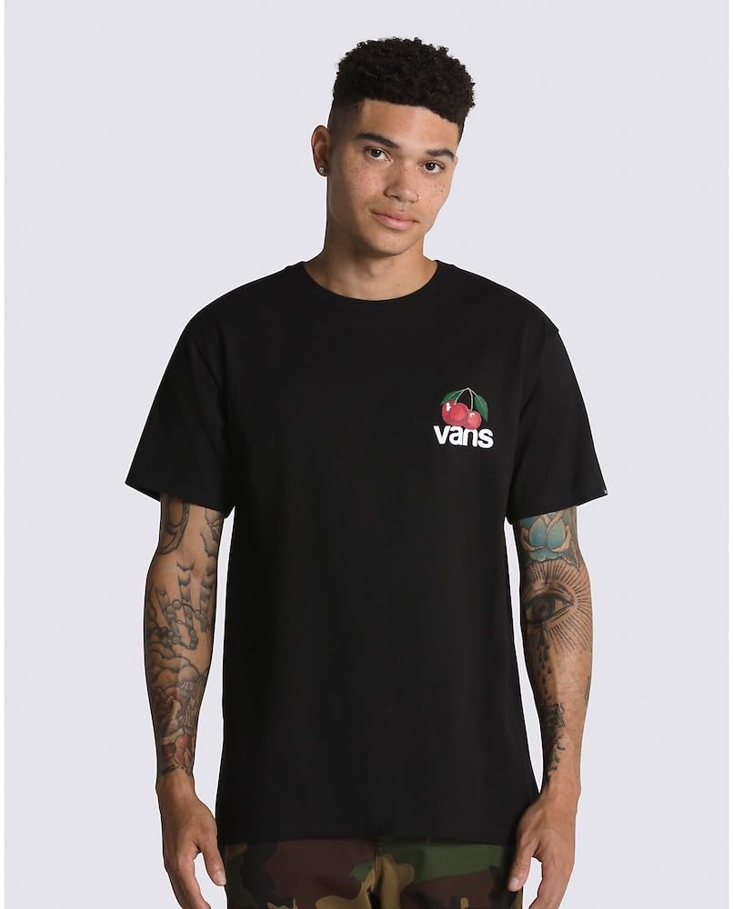 Vans Men's Short Sleeve T-Shirt, Cherry Check Black, X-Large