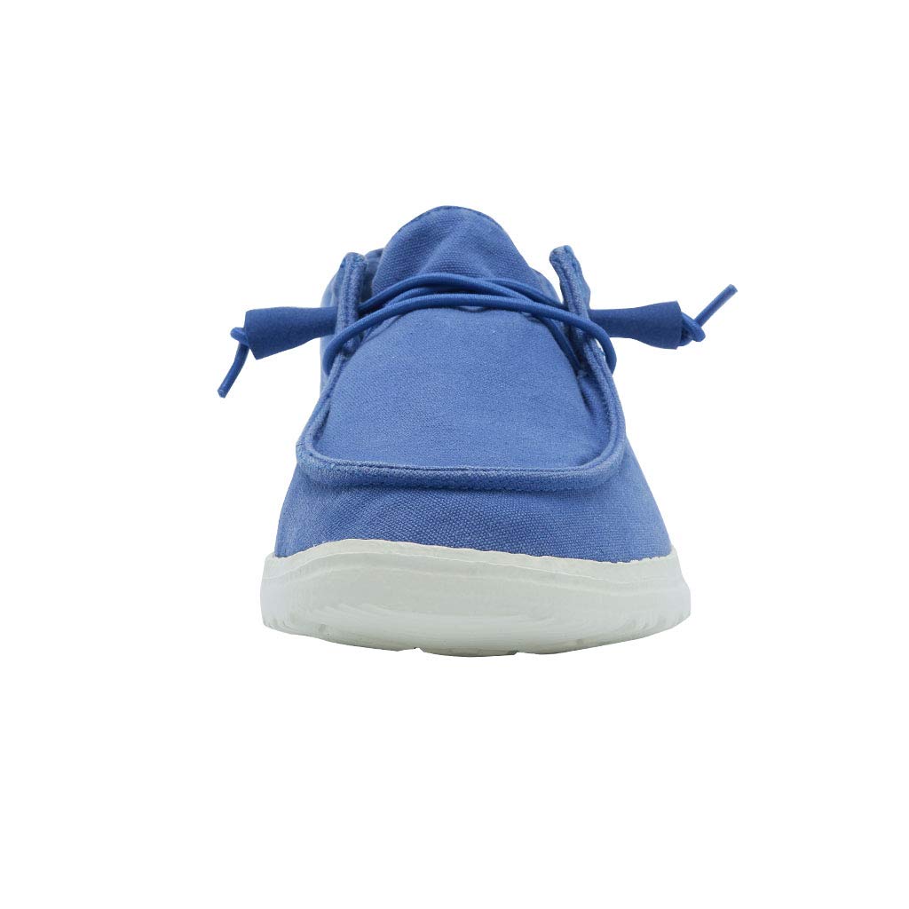 Hey Dude Women's Wendy Blue Nautical Size 8 | Women’s Shoes | Women’s Lace Up Loafers | Comfortable & Light-Weight