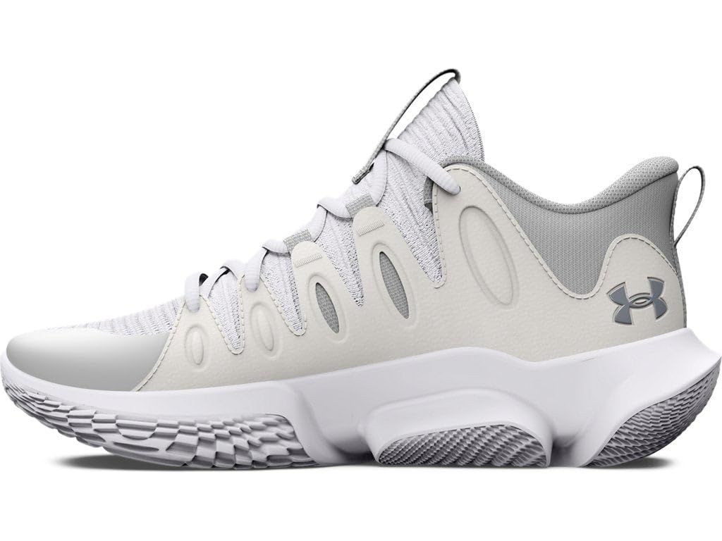 Under Armour Women's UA Flow Breakthru 4 Basketball Shoes (White/Halo Gray/Metallic Silver - 101, US Footwear Size System, Adult, Women, Numeric, Medium, 8)