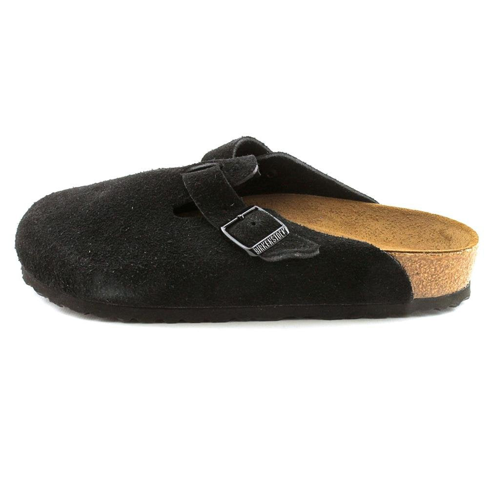 Birkenstock Unisex Boston Soft Footbed, Black Suede, 38 M EU