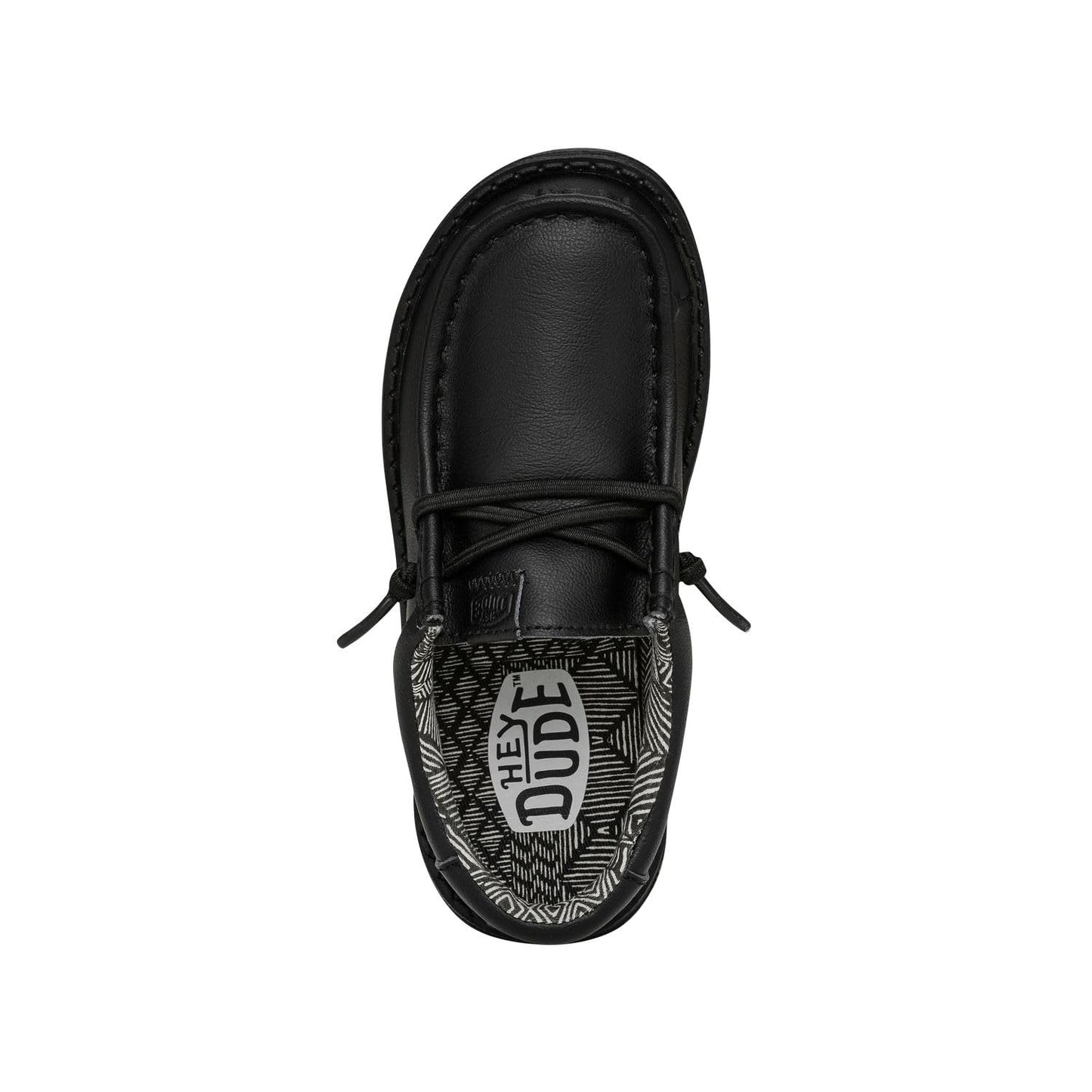 HEYDUDE Wally Youth Mono Leather Black Size 2 | Kids Shoes | Kids Slip-on Loafers | Comfortable & Light-Weight