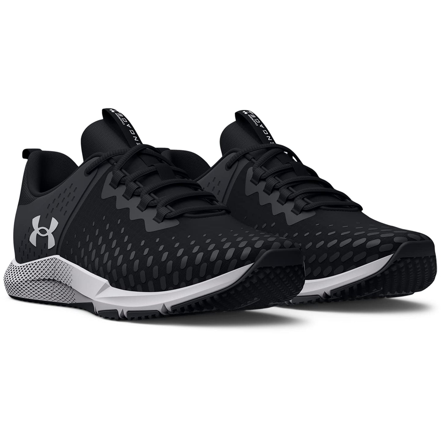 Under Armour Men's Charged Engage 2 Training Shoe, (001) Black/White/Black, 7
