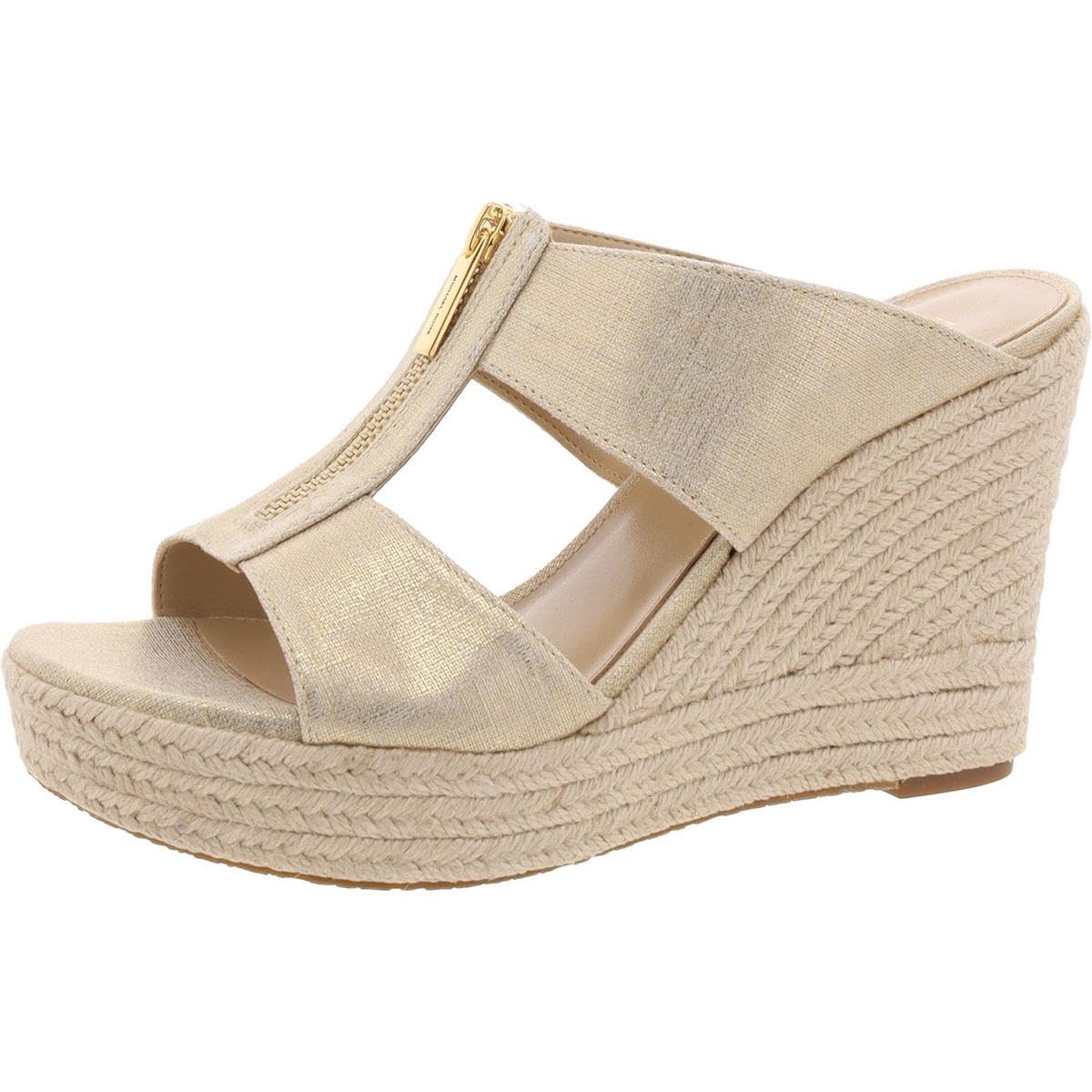 Metallic Canvas Wedge Sandal by Michael Kors