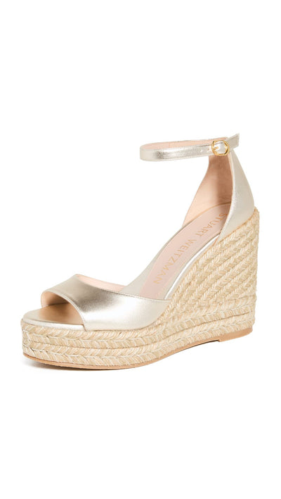 Stuart Weitzman Womens Nudistcurve Espadrille Wedge Platino 9 B