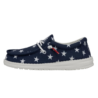 HEYDUDE Wally Youth Patriotic American Flag Size 4 | Kids Shoes | Kids Slip-on Loafers | Comfortable & Light-Weight