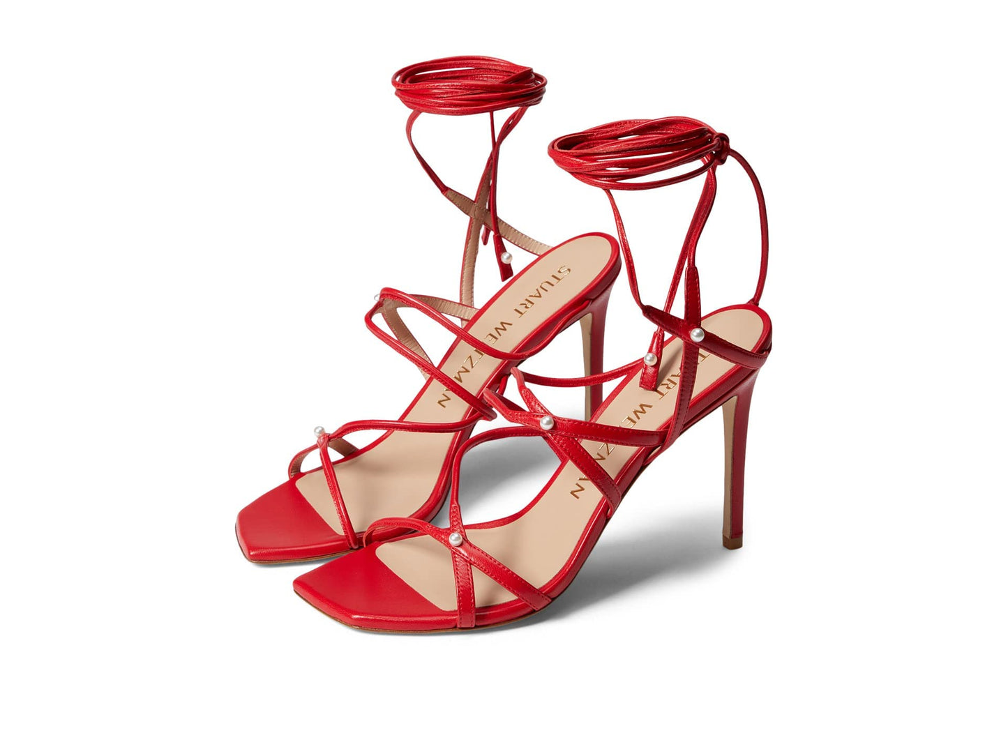 Stuart Weitzman Astrid 100 Sandal Lipstick Red 8.5 B