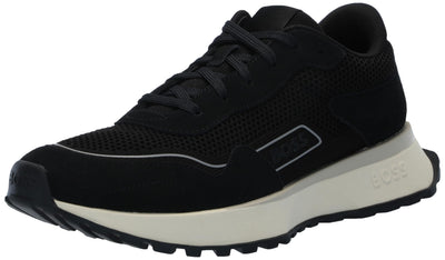 BOSS Side Logo Suede and Nylon Sporty Inspired Sneaker Black Pepper