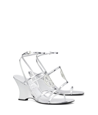 Tory Burch Women's 85 mm Capri Miller Wedge Argento/Silver 7.5 Medium