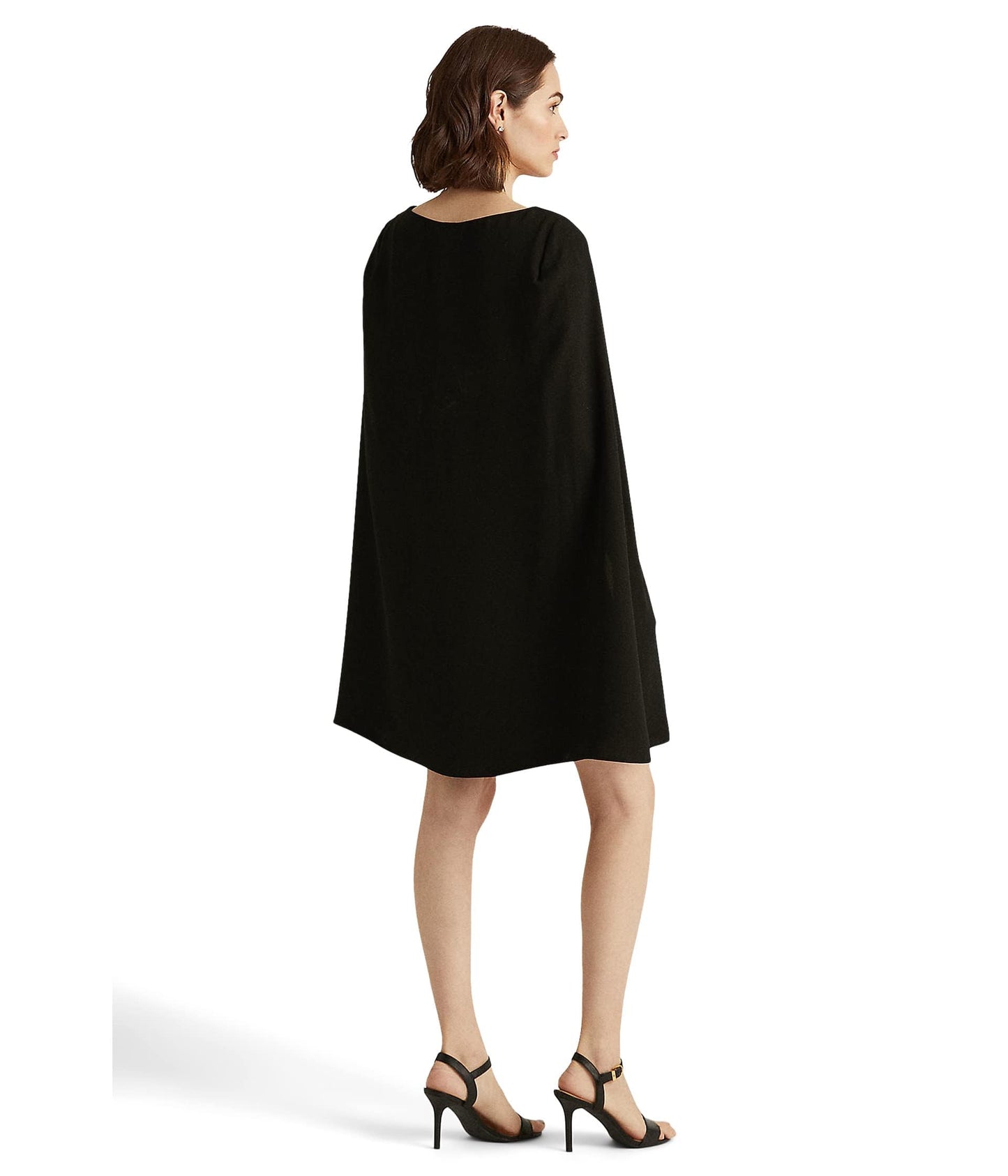 Lauren Ralph Lauren Cape Georgette Cocktail Dress Black 14