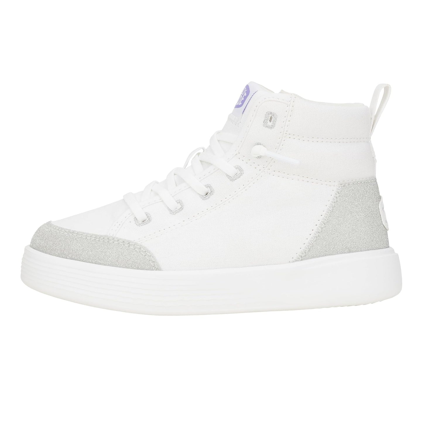 HEYDUDE Women's Kid Cody Hi Sparkle (Little Kid/Big Kid), Sparkle White, 3 Medium
