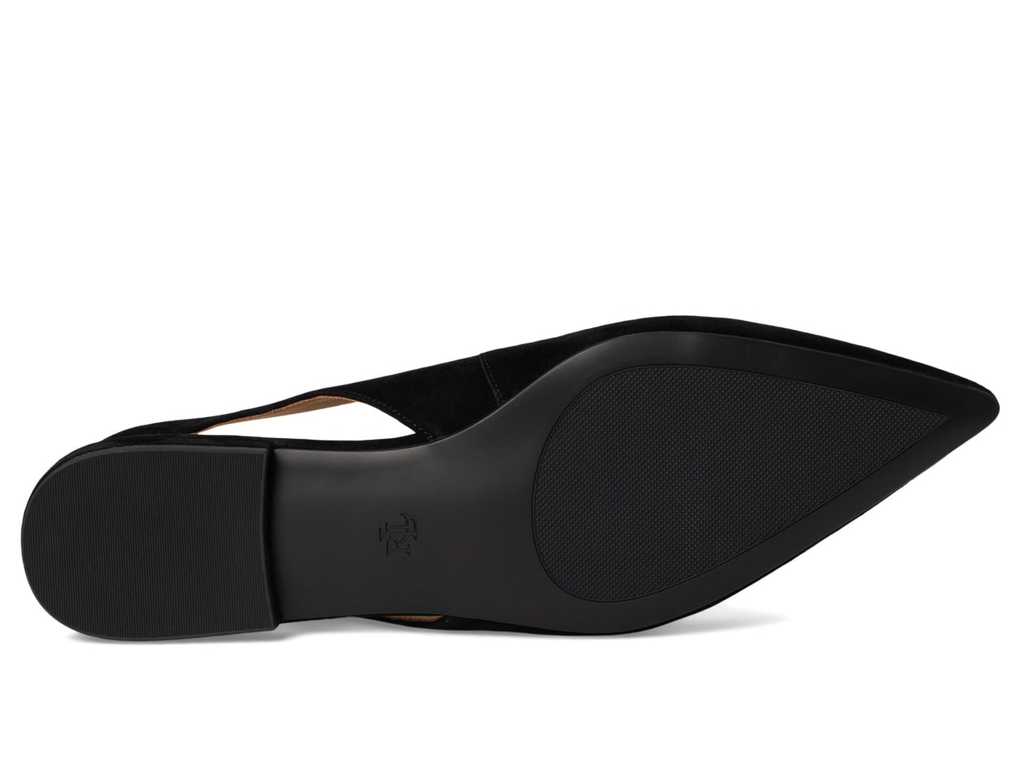 Lauren Ralph Lauren, Women, Londyn Suede Slingback Flat, Black, 7.5, Medium