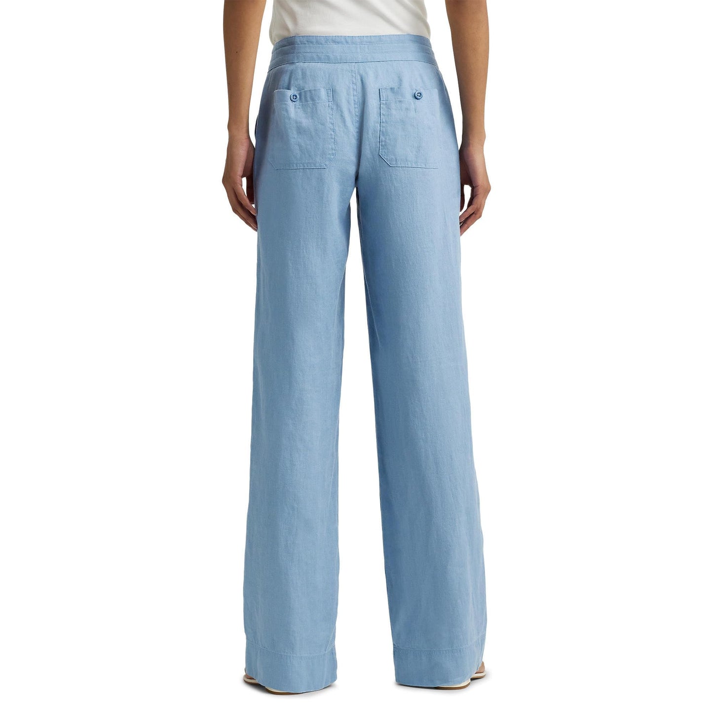 Lauren Ralph Lauren Womens Linen Wide-Leg Pants Pale Azure Size: 8 Inseam: 32