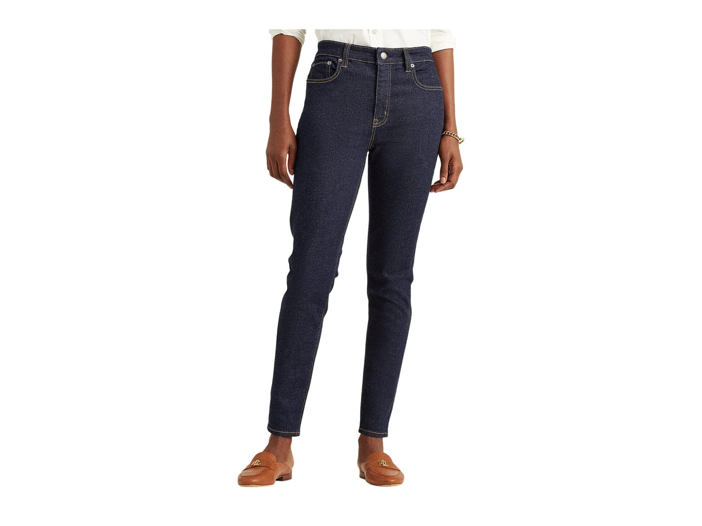 Lauren Ralph Lauren Womens High Rise Dark Wash Straight Leg Jeans Blue 6