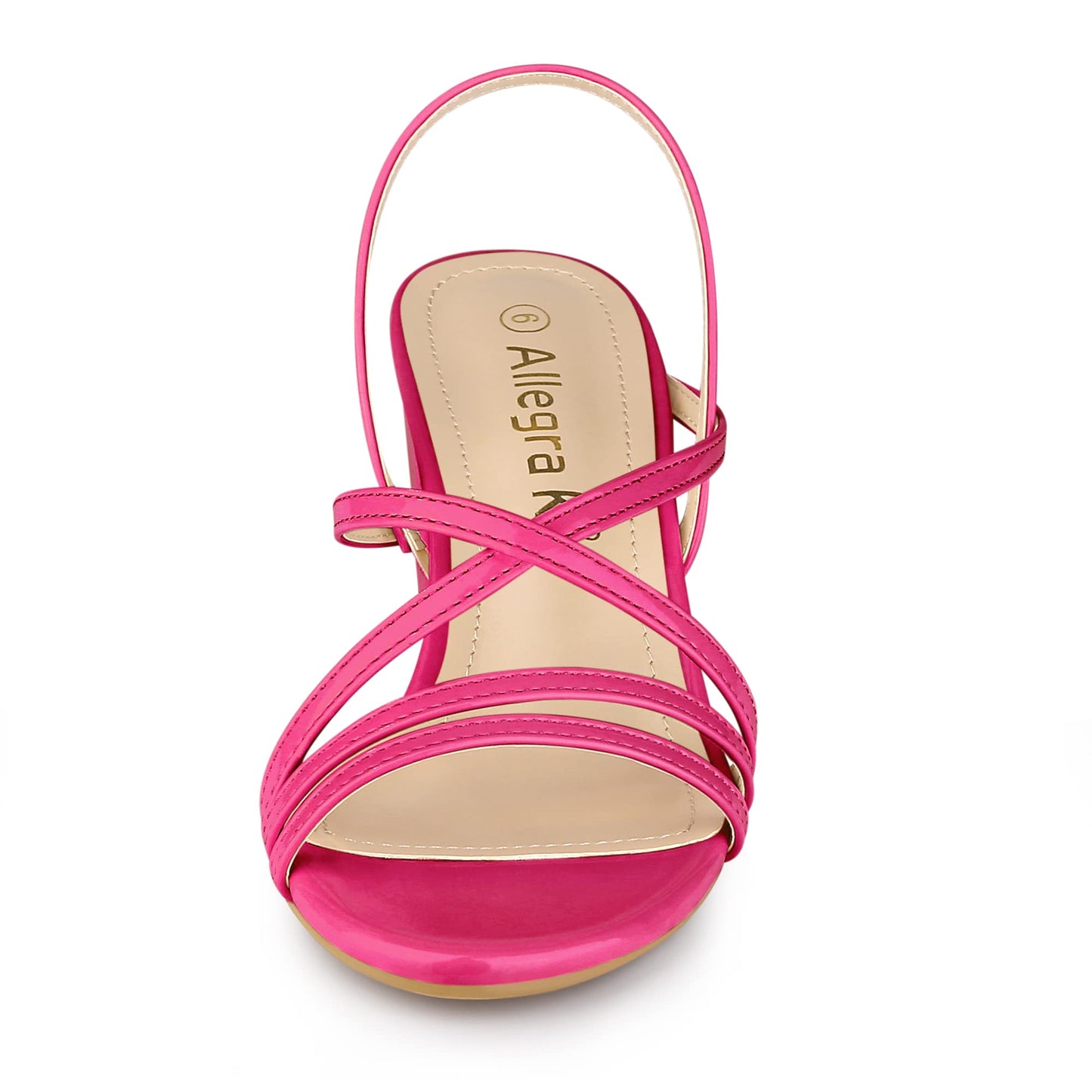 Allegra K Women's Strappy Slingback Chunky Heels Hot Pink Sandals 8 M US