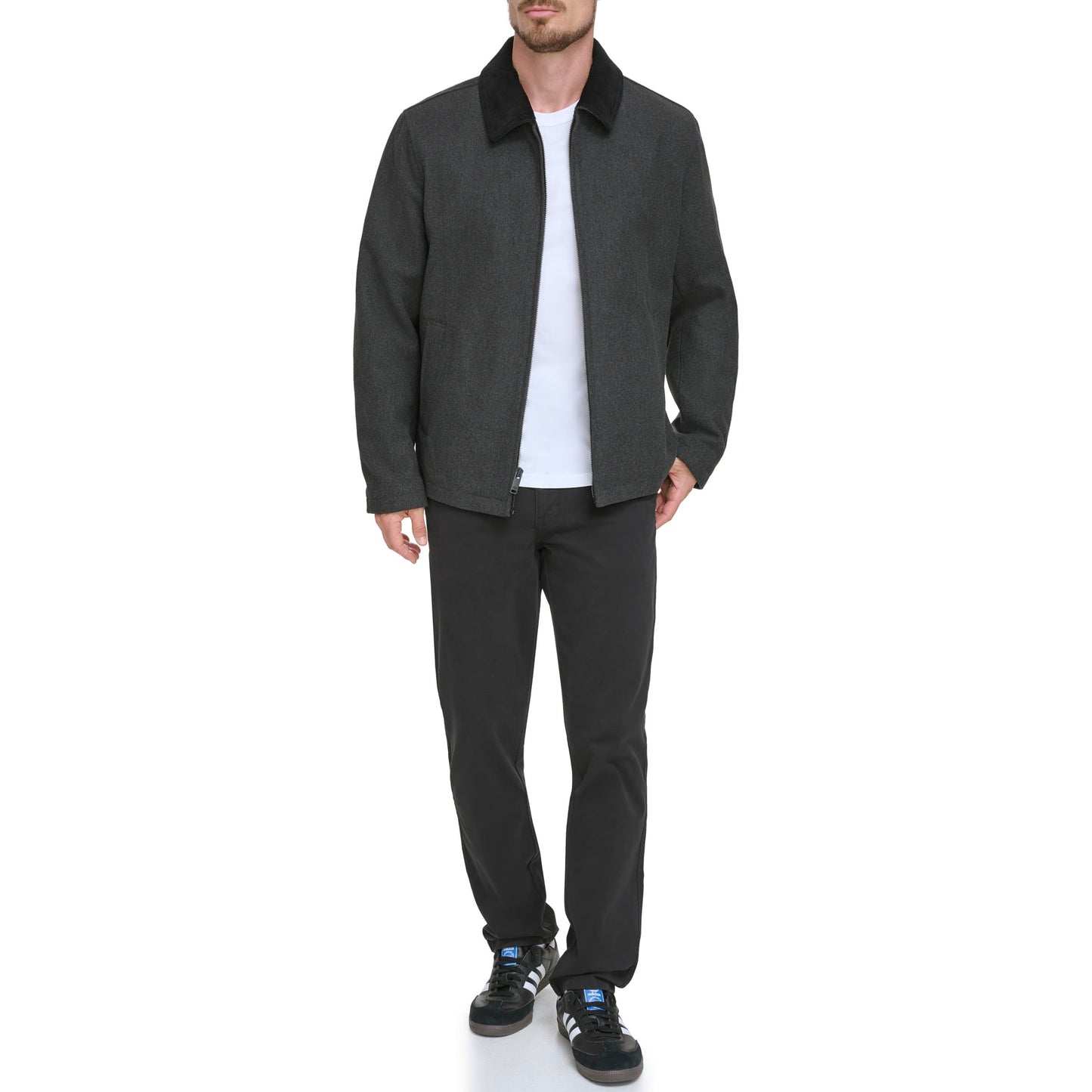 Dockers Men's Wool Blend Zip Up Jacket with Quilted, Charcoal (Without Bib)