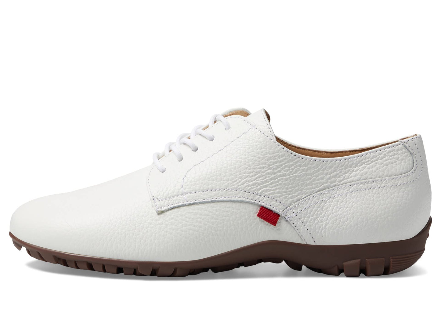 Marc Joseph New York® Pacific Golf Shoes for Women – Leather Construction – Synthetic Outsole – Almond Toe White Grainy 7 M