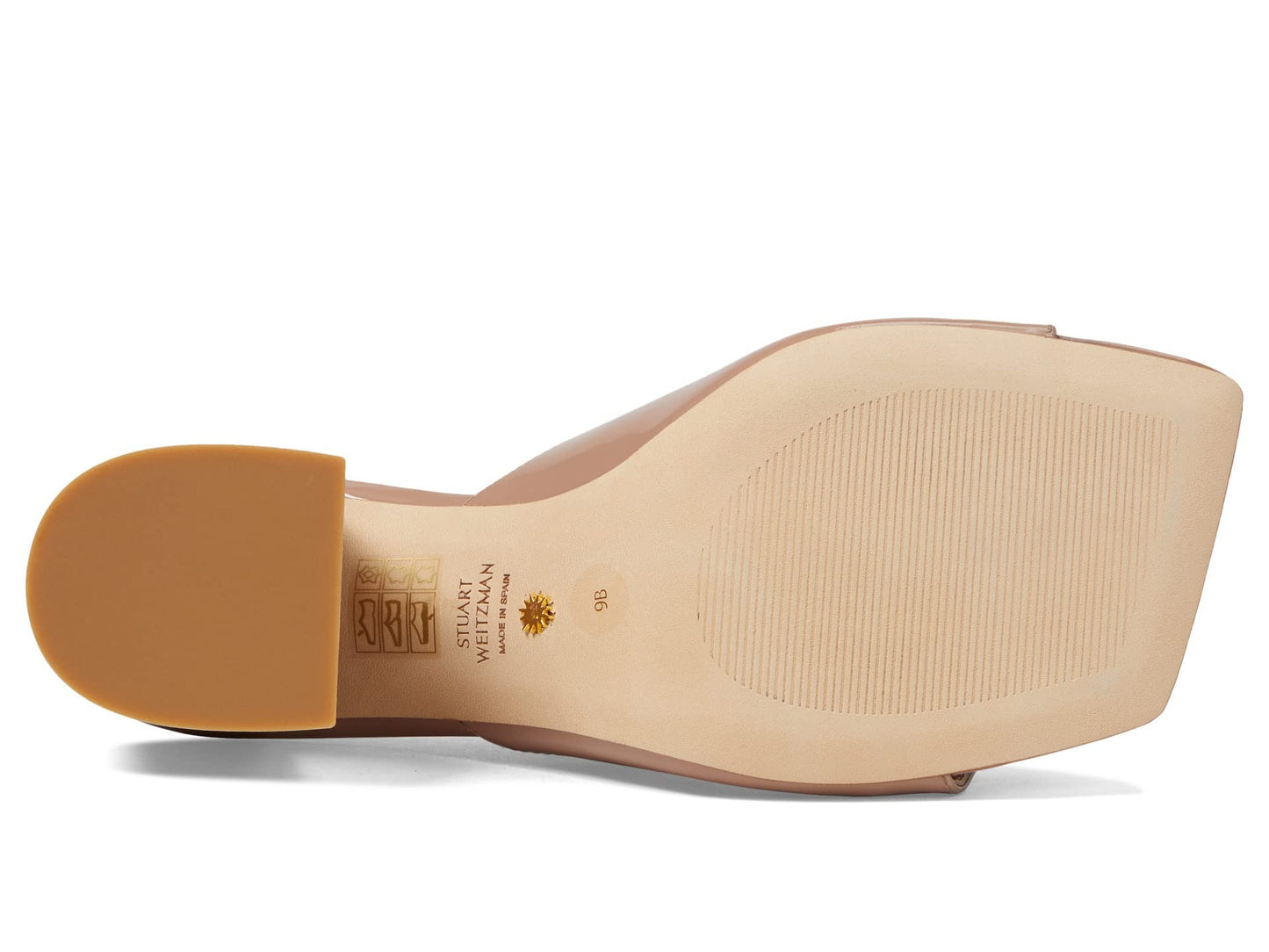 Stuart Weitzman Tia 85 Flareblock Slide Fawn 9 B
