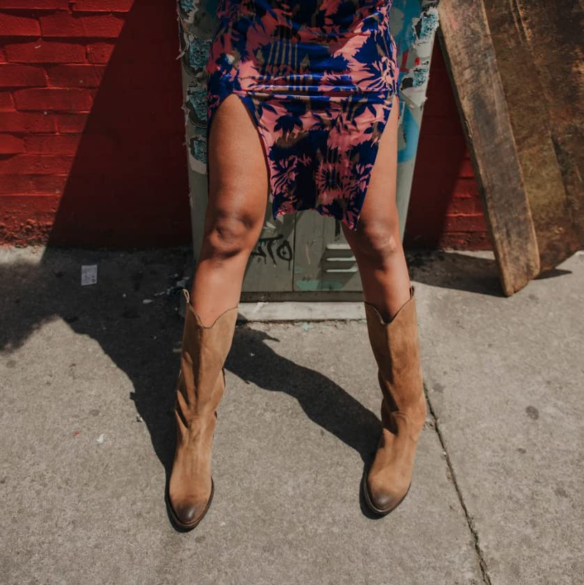 Mezcalero | Cowboys Women suede boots with finish shading on the toe and heel - Mirta Camel (8.5)