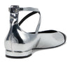 Stuart Weitzman Women's Eden Strap Flat, Silver/Black, 6