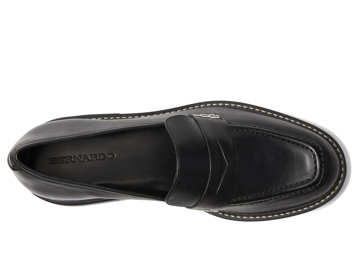 Bernardo Chandler - Shoes for Women - Antique Calf Upper - Leather Lining and Insole - Penny Strap on Vamp Black 6 M