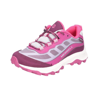 Merrell Unisex Kid's Moab Speed Low Waterpoof Hiking Shoe, Grey/Berry, 11.0 Wide